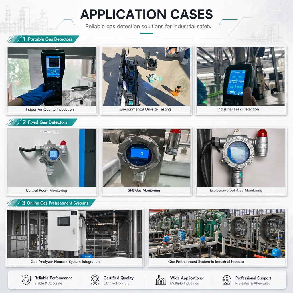 Industrial onsite CH4 methane leak detection indoor air quality testing cases