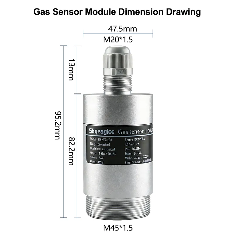 SK/MIC-500 Gas Sensor Dimension Drawing 95.2mm height with M20 thread